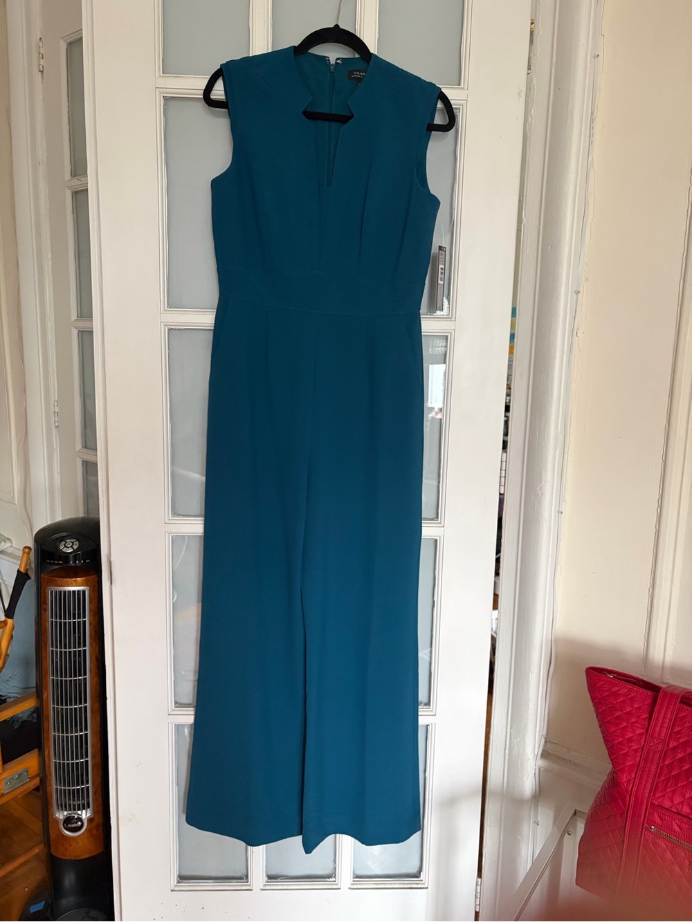 Sleeveless Teal Jumpsuit - Classic Wide-Leg